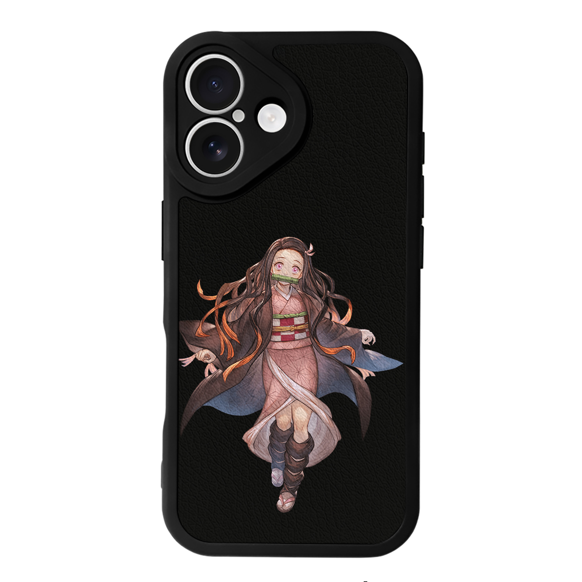 （画像用） 鬼滅の刃（きめつのやいば）竈門 禰󠄀豆子／かまど ねずこ Kamado Nezuko 【iPhone 16シリーズ対応】シリコンスマホケース（レザー調） 材質：シリコン
